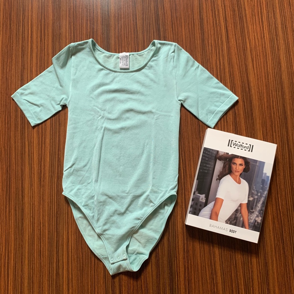 Wolford Bahamas Body Bodysuit Top Blue Duck Egg